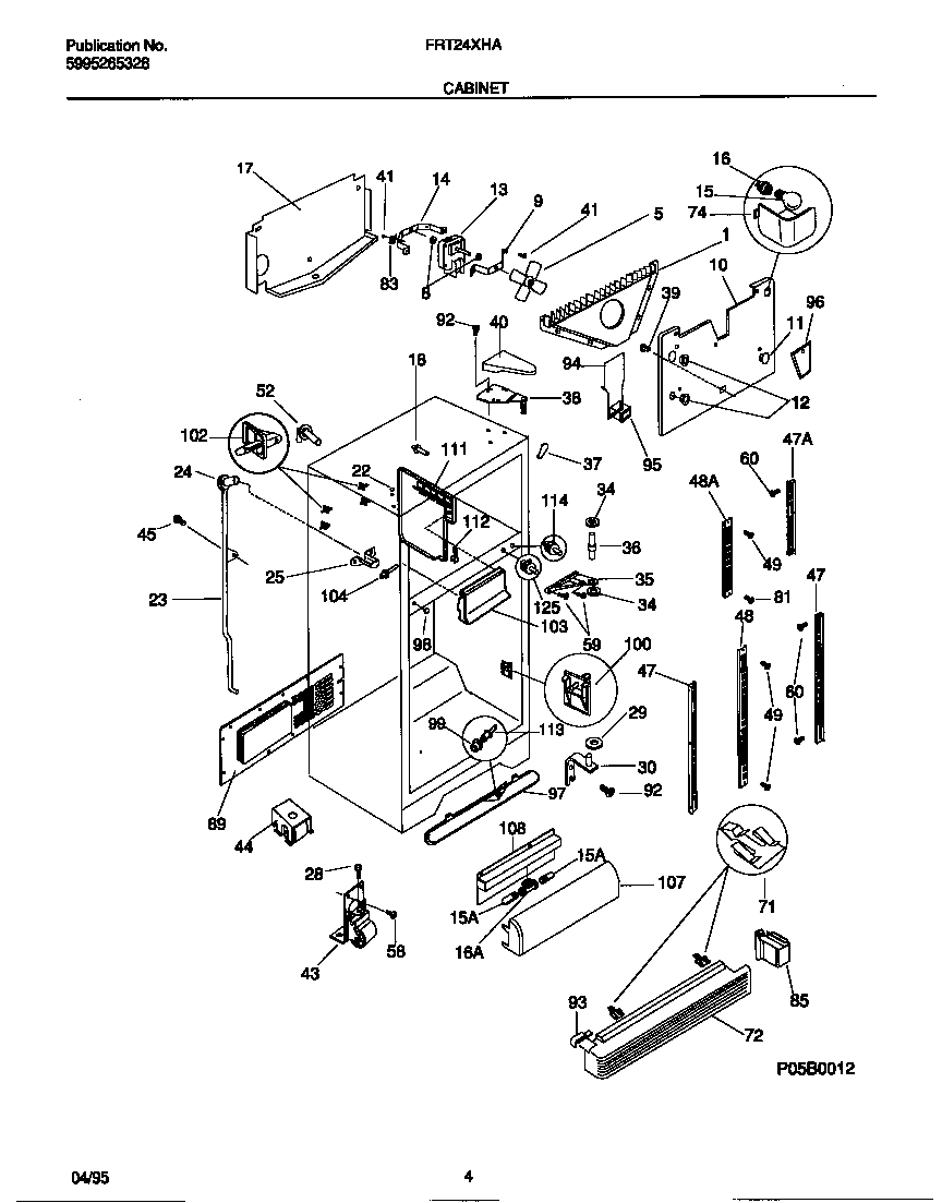 Frigidaire FRT24XHAW2 cabinet diagram