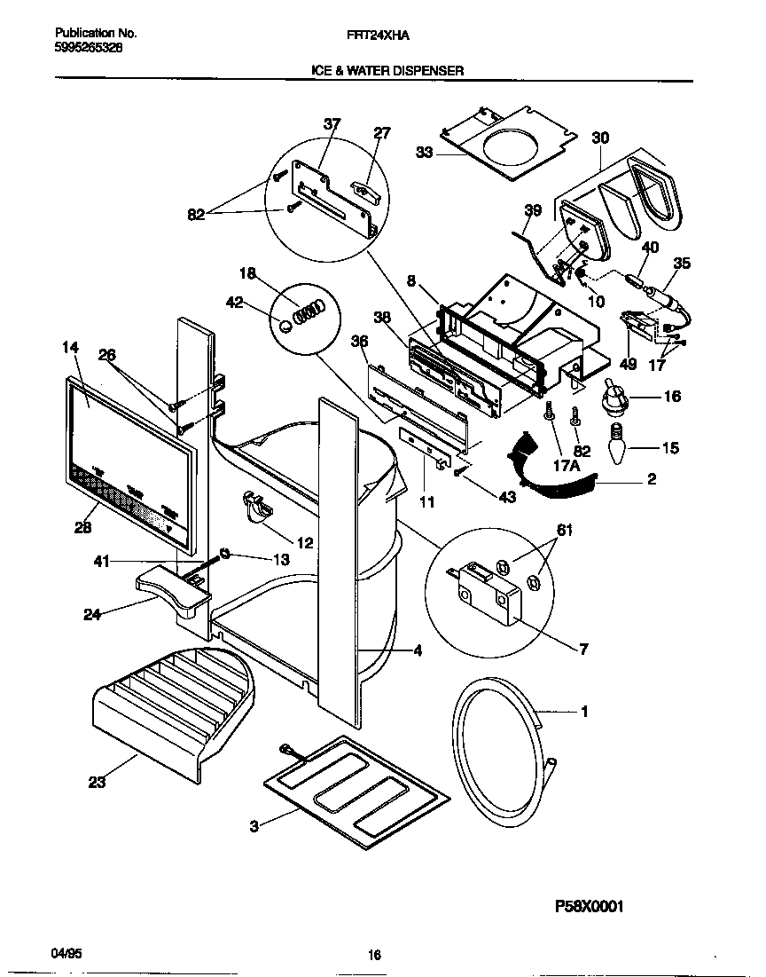 Frigidaire FRT24XHAW2 ice and water dispenser diagram