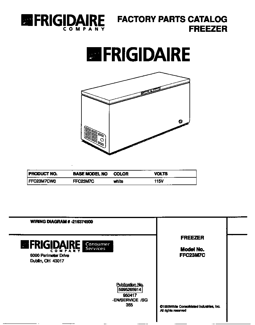 Frigidaire FFC23M7CW0 cover diagram
