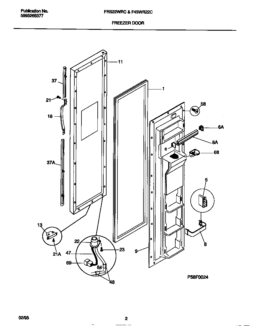 Frigidaire FRS22WRCD0 freezer door diagram
