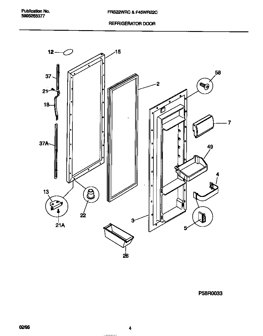 Frigidaire FRS22WRCD0 refrigerator door diagram