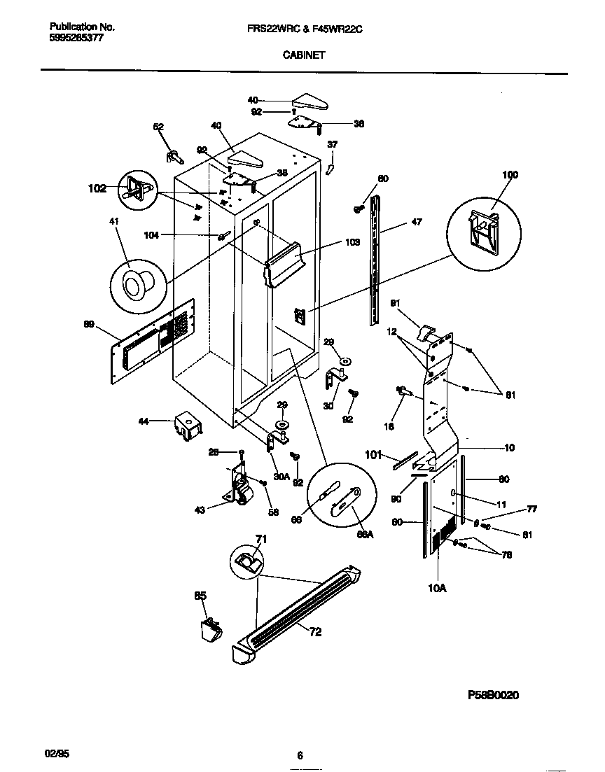 Frigidaire FRS22WRCD0 cabinet diagram