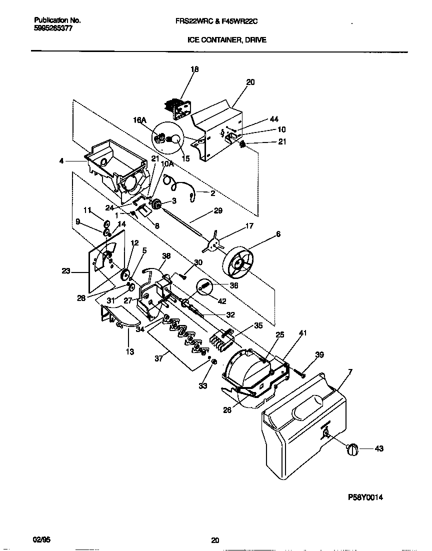 Frigidaire FRS22WRCD0 ice container, drive diagram