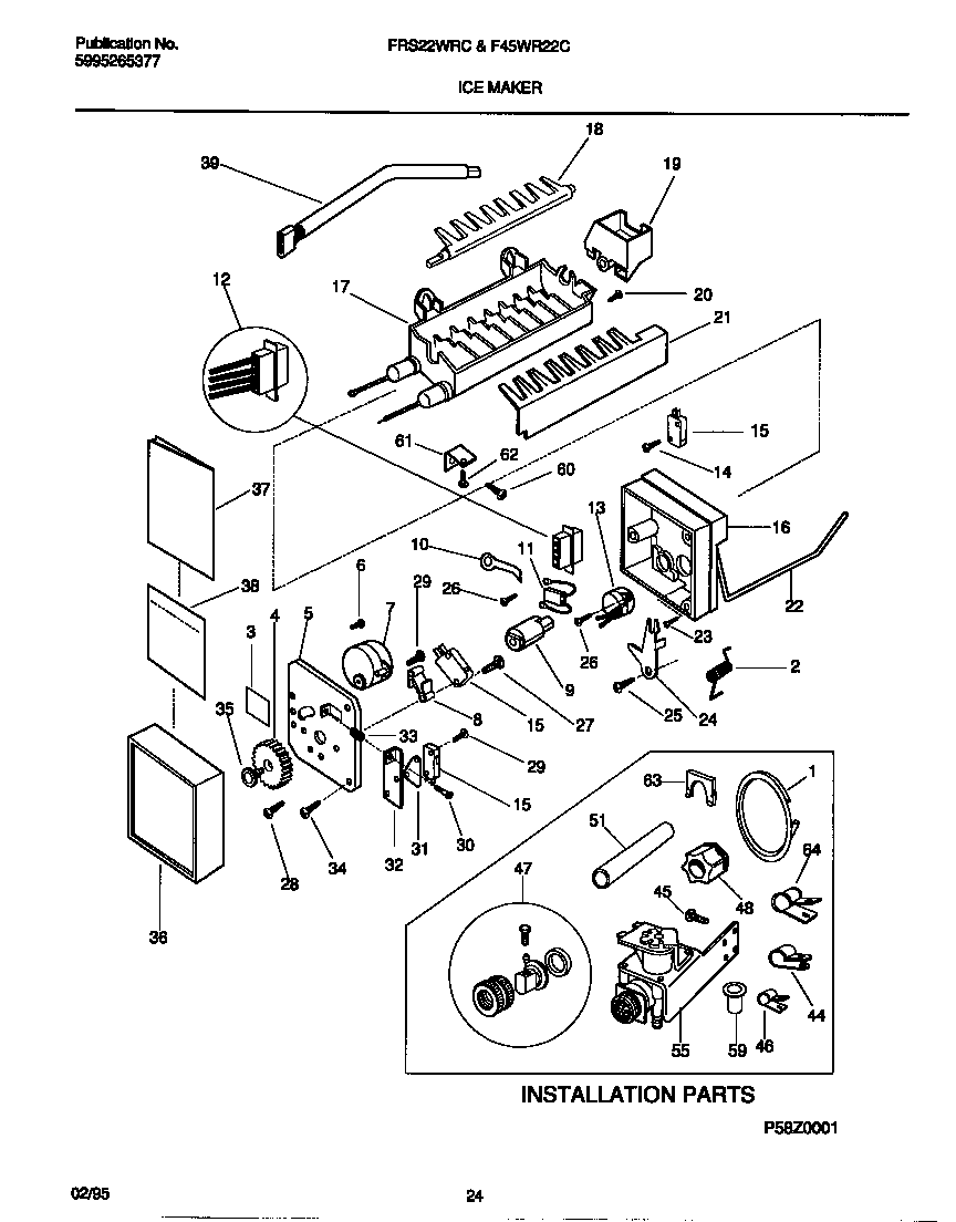 Frigidaire FRS22WRCD0 ice maker diagram