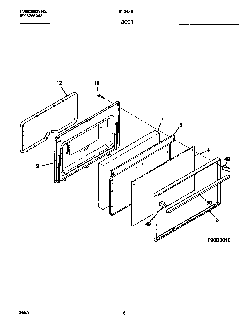 Tappan 31-2649-23-08 door diagram