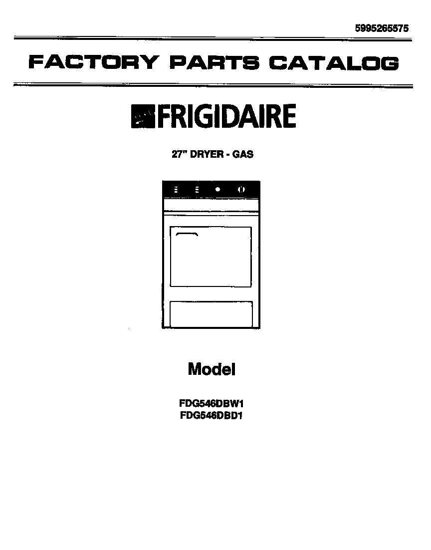 Frigidaire FDG546DBW1 cover page diagram