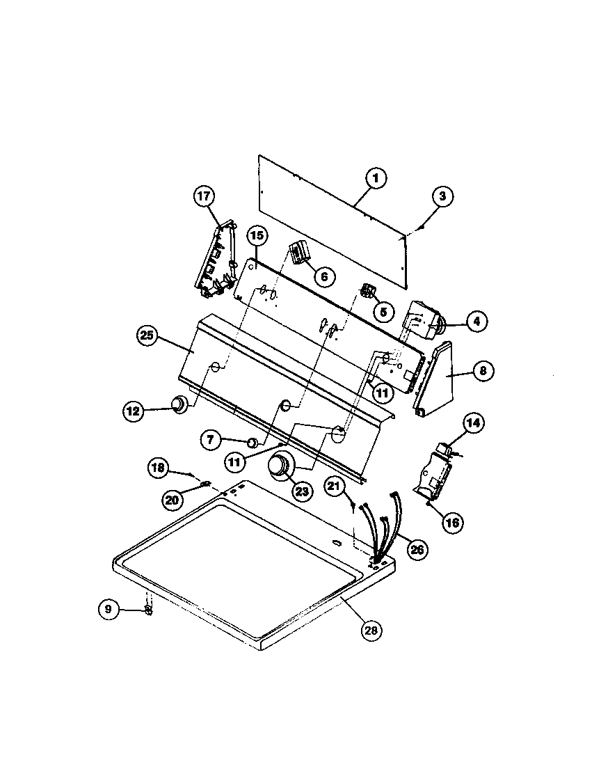 Frigidaire FDG546DBW1 control panel diagram