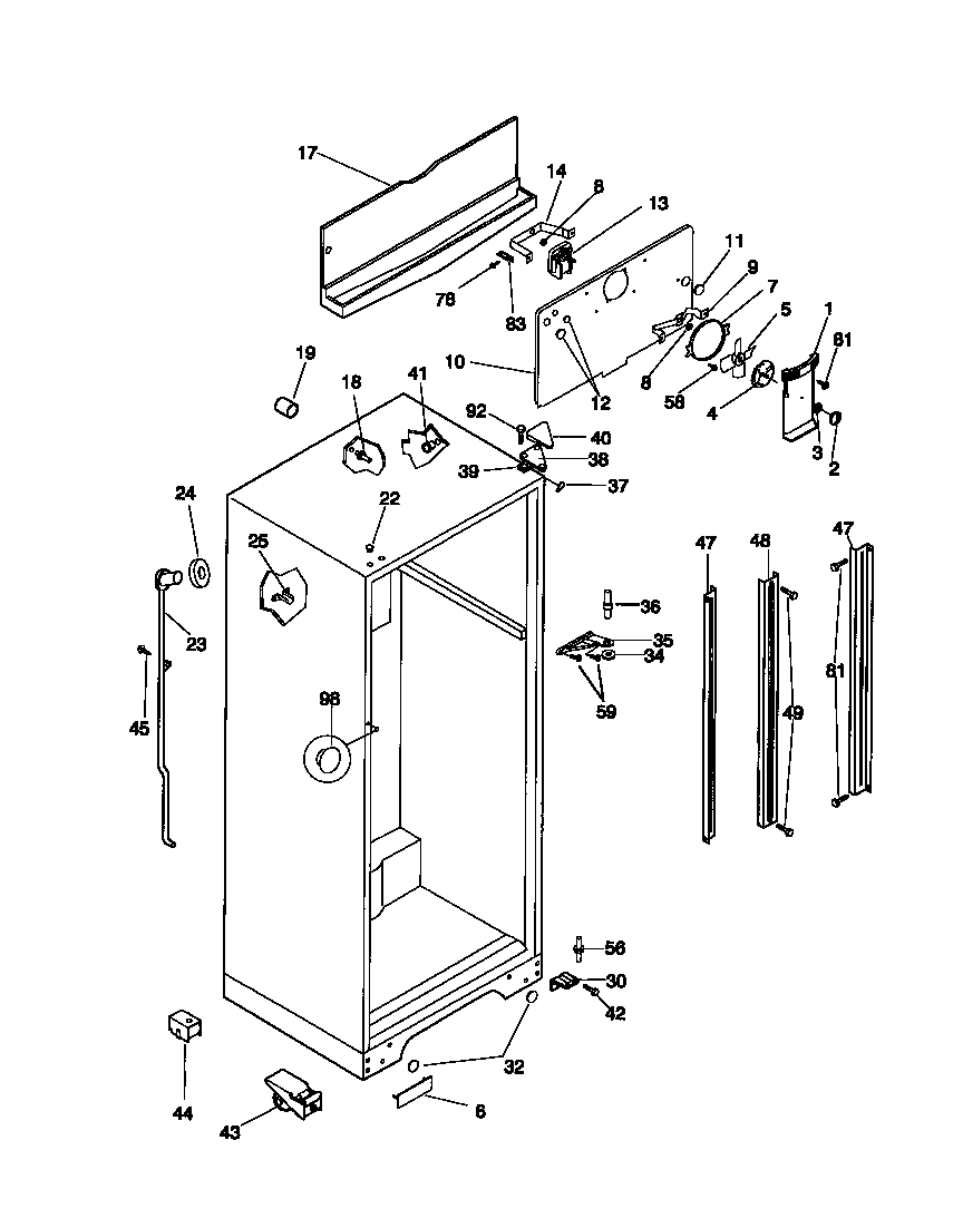 White-Westinghouse WRT18JRCD0 cabinet diagram