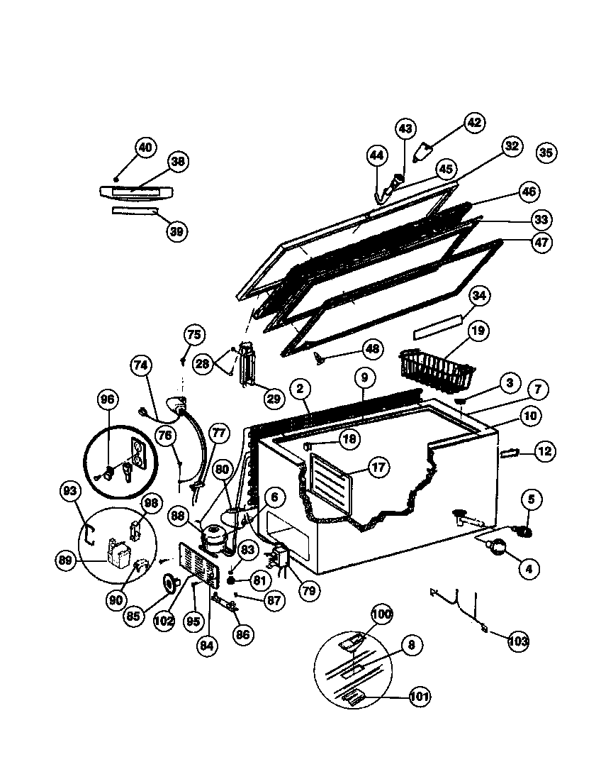 Gibson GFC20M4AW2 door, cabinet, unit diagram