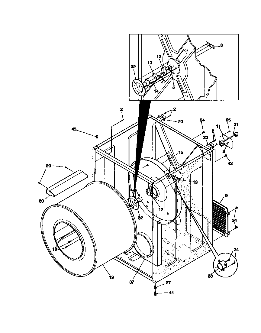 Frigidaire FDG336RBS1 cabinet, drum diagram