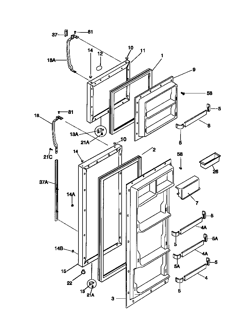 Frigidaire FRT22PRCW0 door diagram