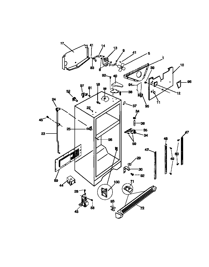 Frigidaire FRT22PRCW0 cabinet diagram