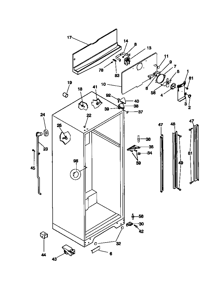 Frigidaire FRT18TSCW0 cabinet diagram