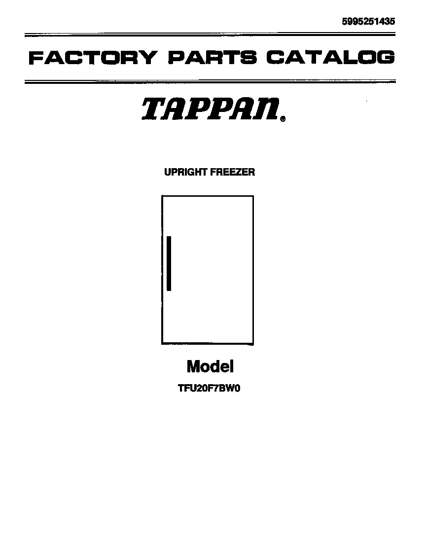 Tappan TFU20F7BW1 cover page diagram