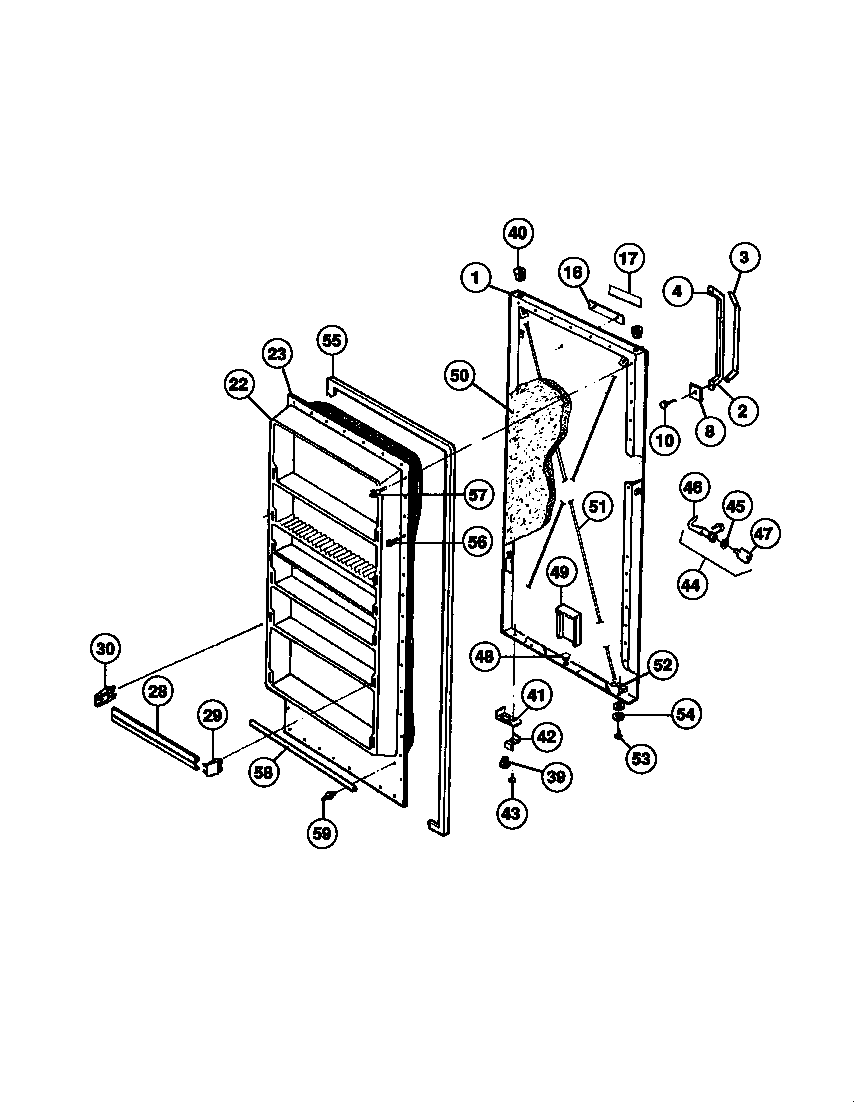 Tappan TFU20F7BW1 door diagram