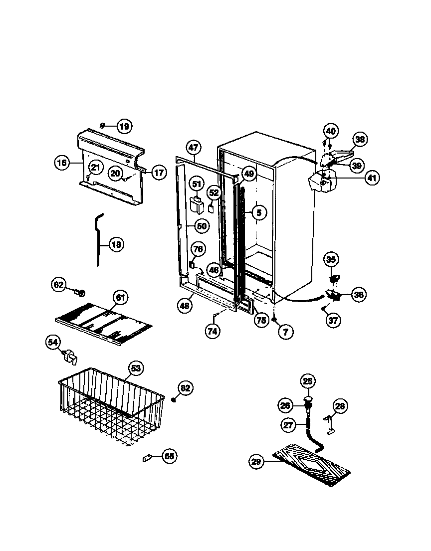 Tappan TFU20F7BW1 cabinet diagram