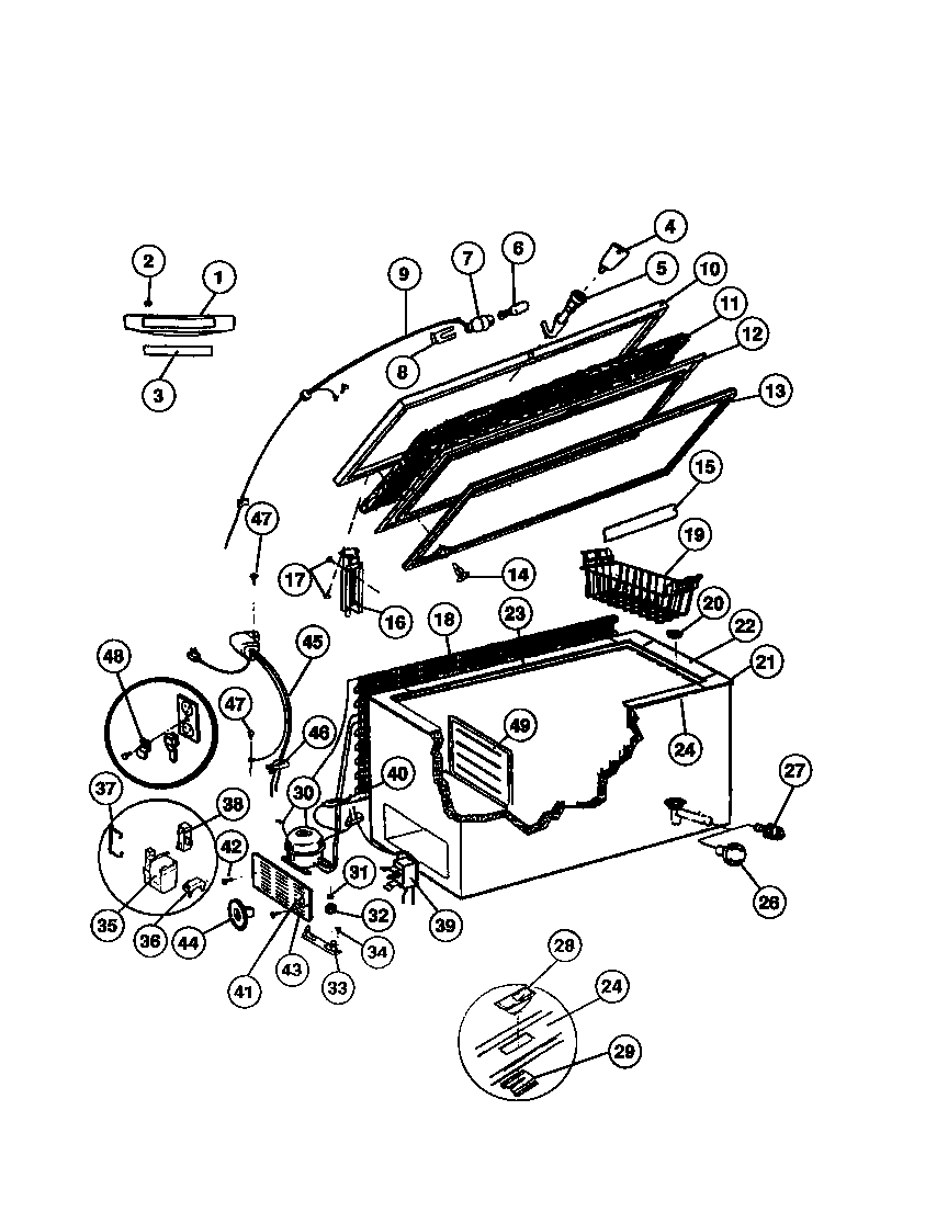 Tappan TFC25M6AW2 door, cabinet, unit diagram