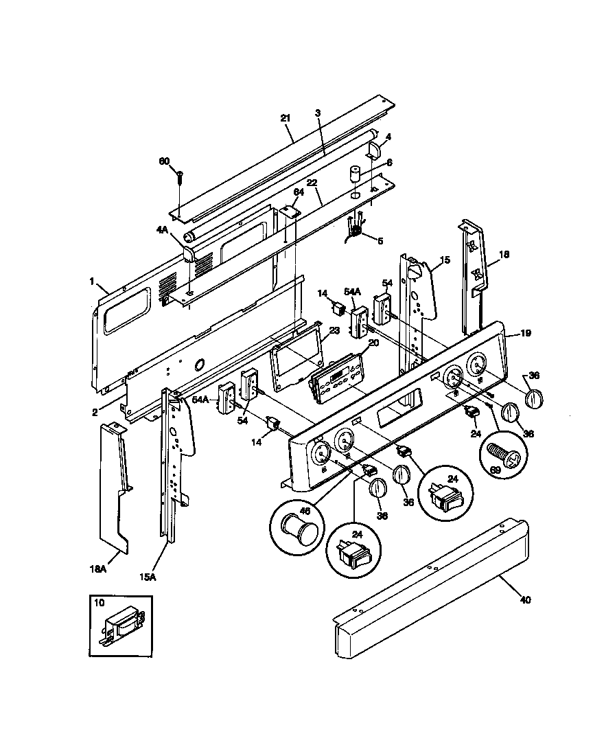 Frigidaire FEF385CCTA backguard diagram