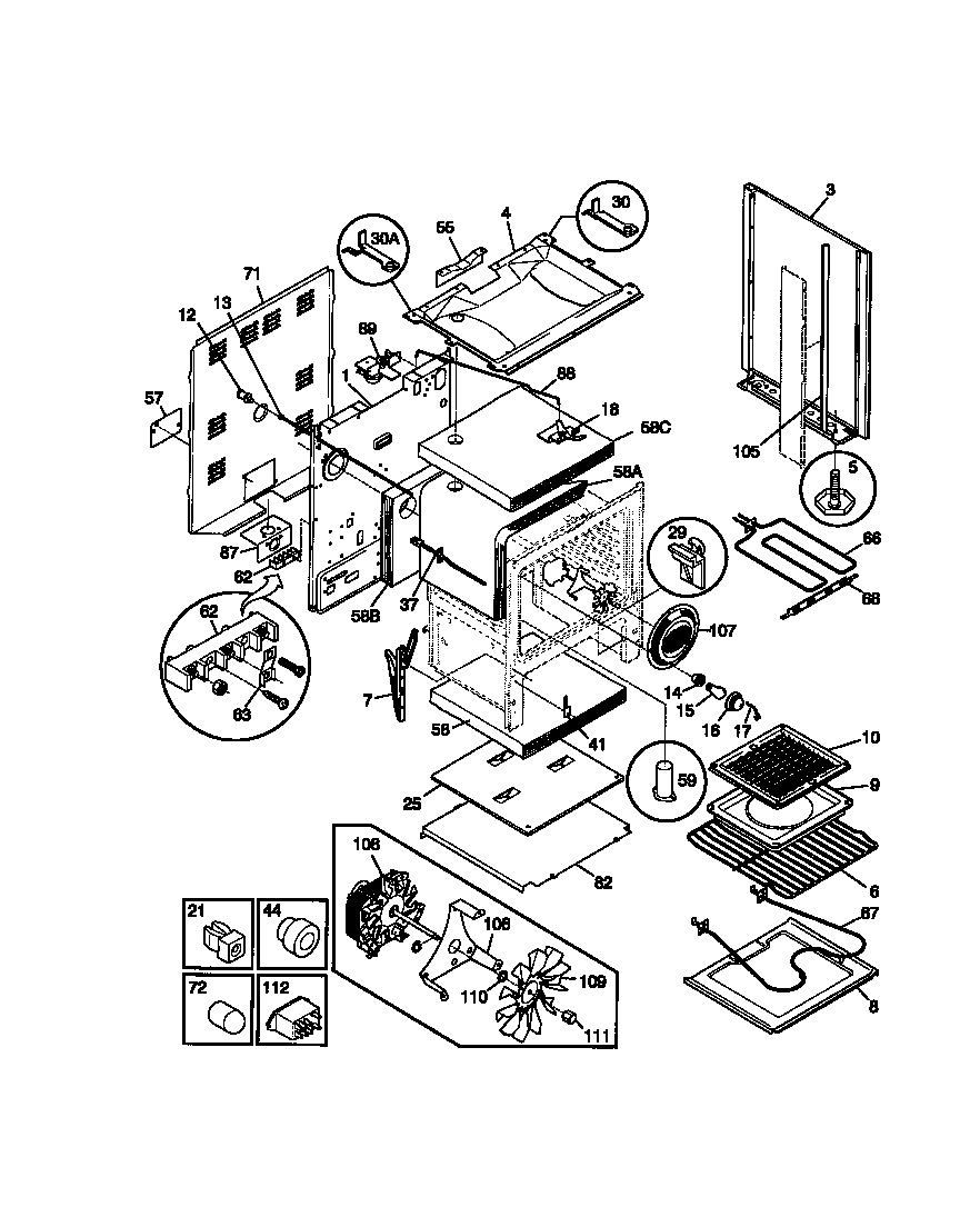 Frigidaire FEF385CCTA body diagram