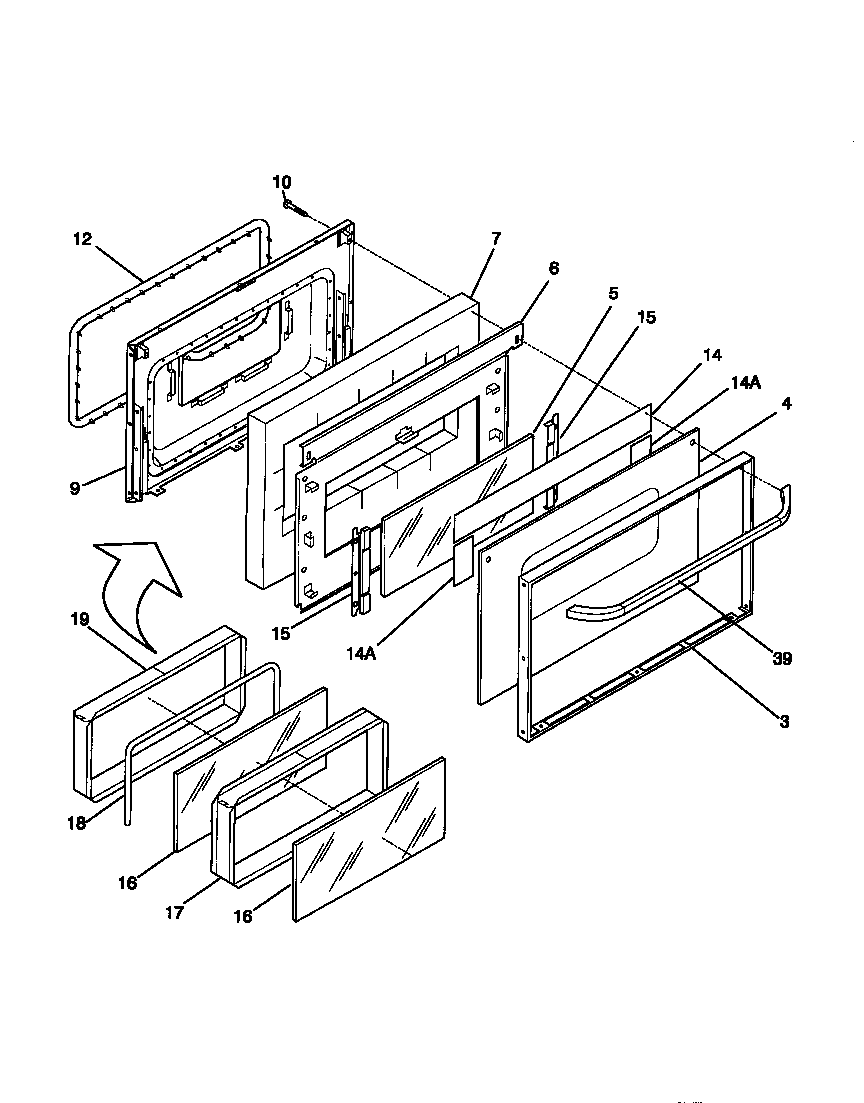 Frigidaire FEF385CCTA door diagram