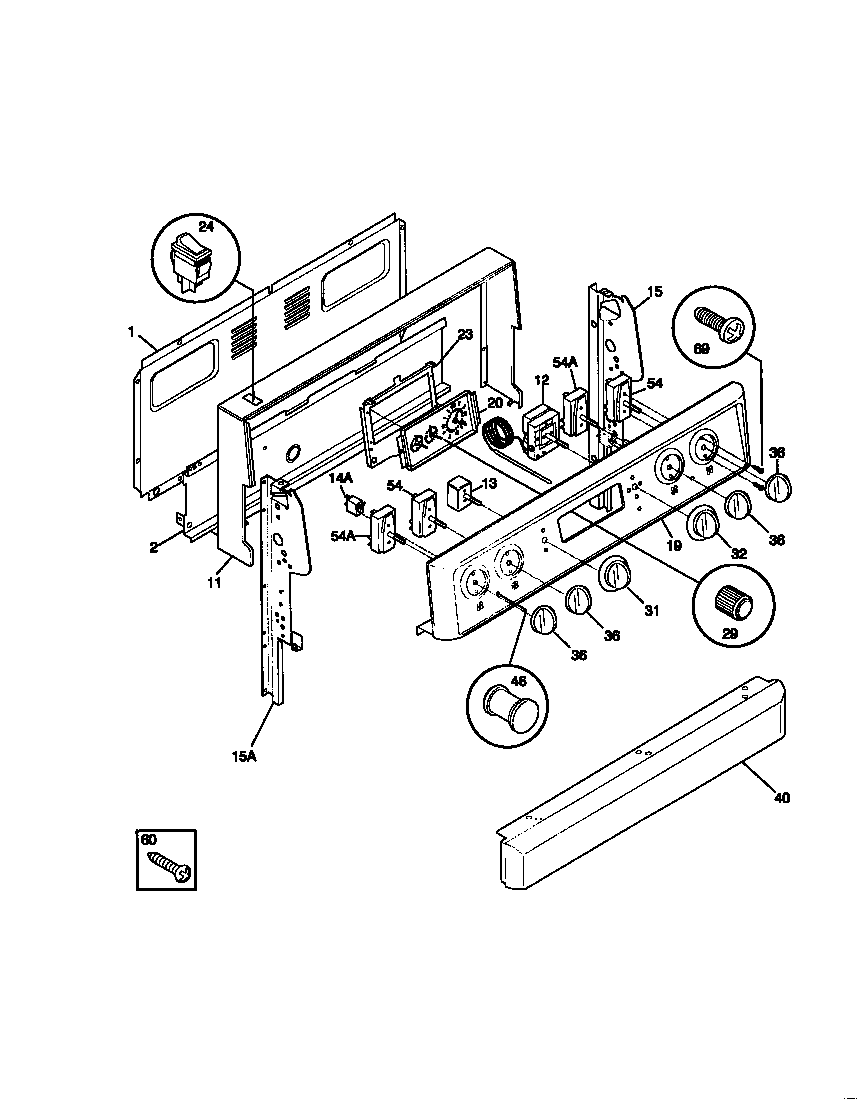 Frigidaire FEF350CCTB backguard diagram