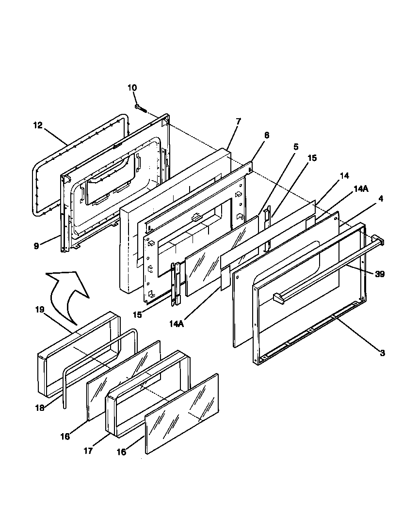 Frigidaire FEF350CCTB door diagram