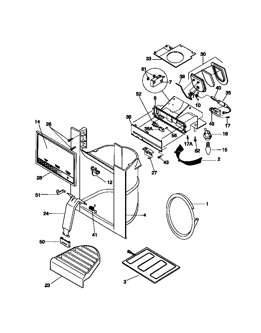 Frigidaire FRS22WPCW0 ice dispenser diagram