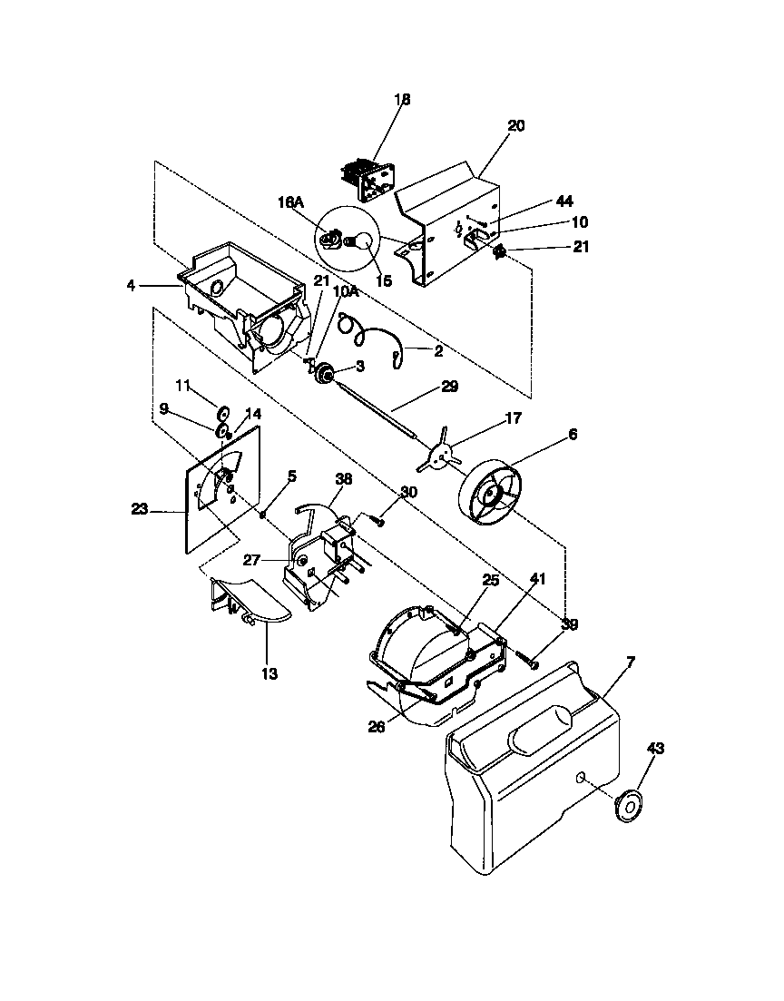 Frigidaire FRS22WPCW0 ice container, drive diagram