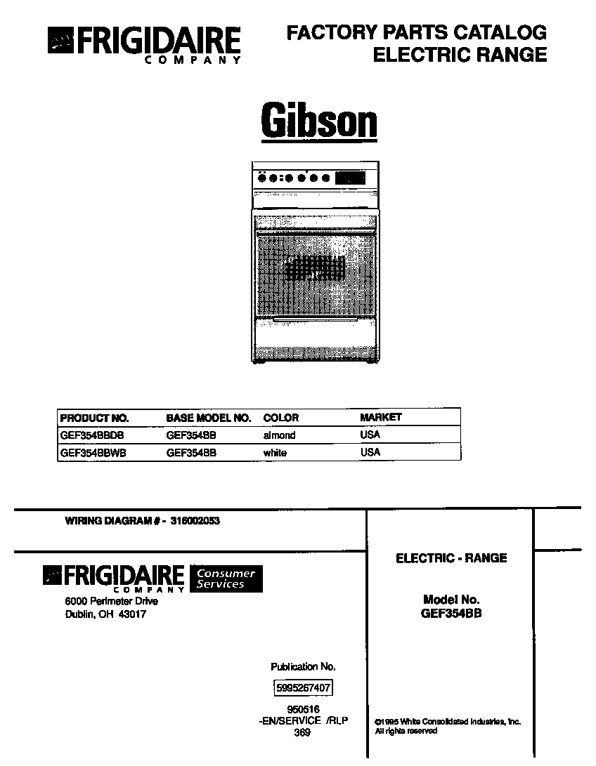 Gibson GEF354BBWB cover diagram