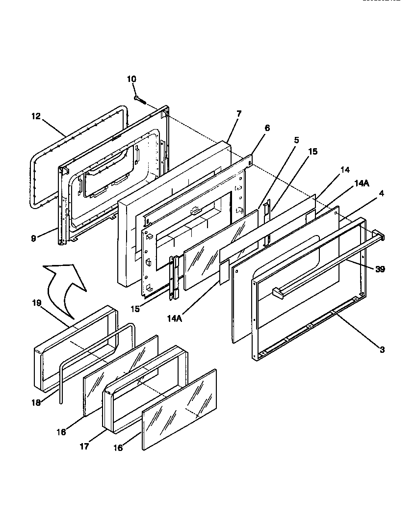 Gibson GEF354BBWB door diagram