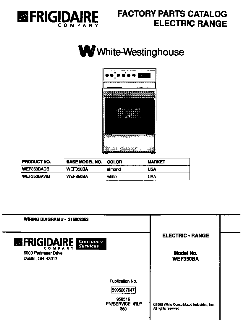 White-Westinghouse WEF350BADB cover diagram