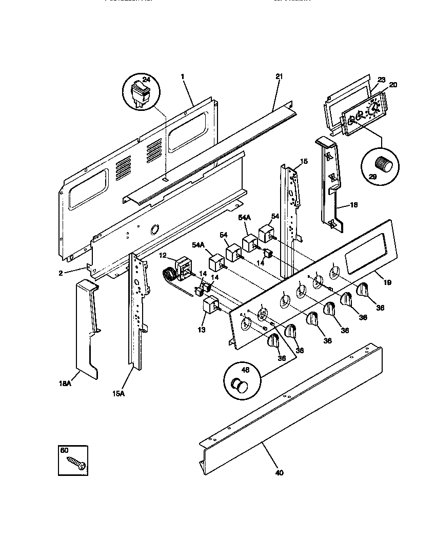 White-Westinghouse WEF350BADB backguard diagram