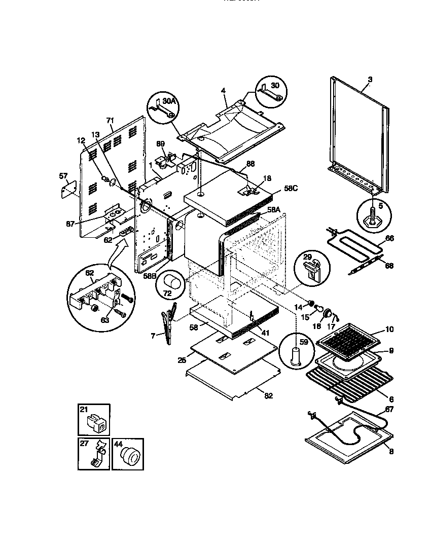 White-Westinghouse WEF350BADB body diagram