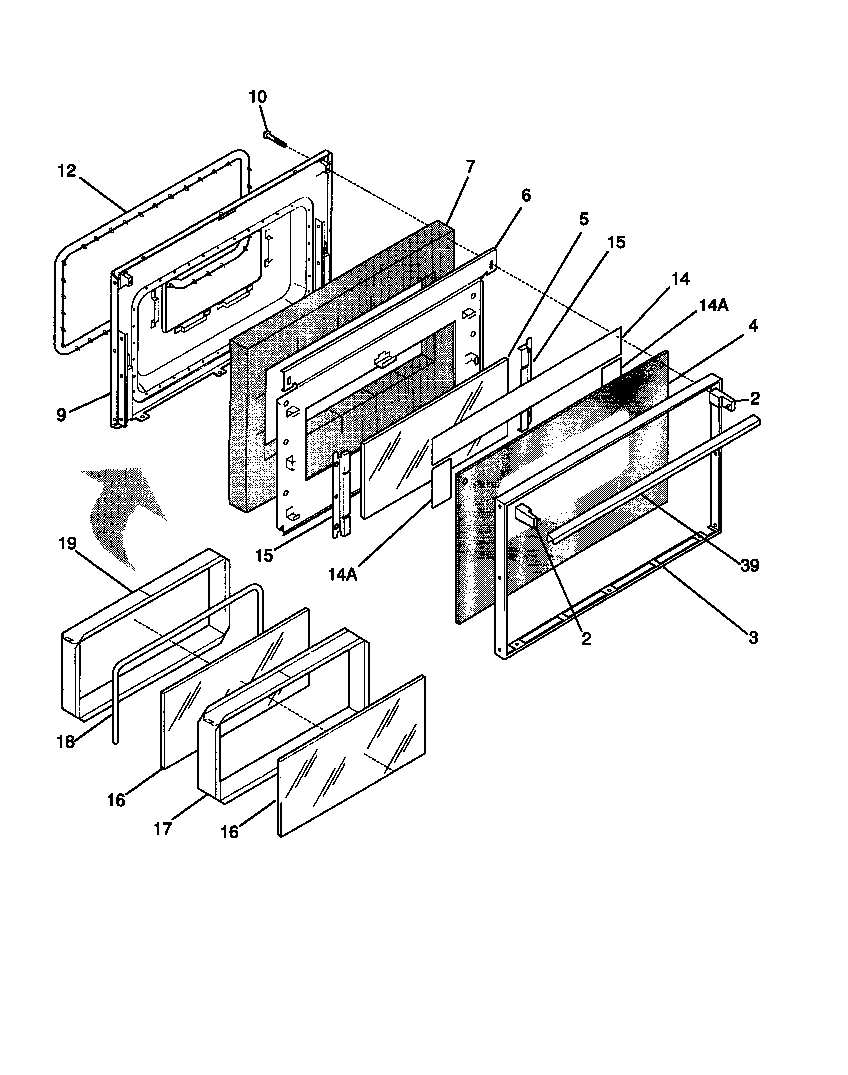 White-Westinghouse WEF350BADB door diagram