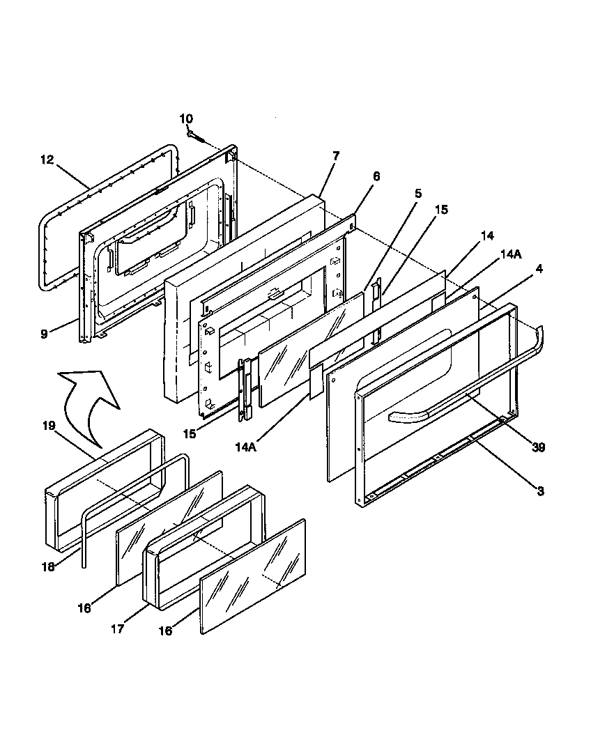 Frigidaire FEF350CASD door diagram