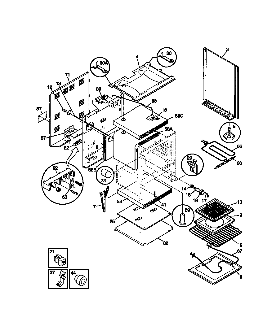 Frigidaire FEF350SADD body diagram