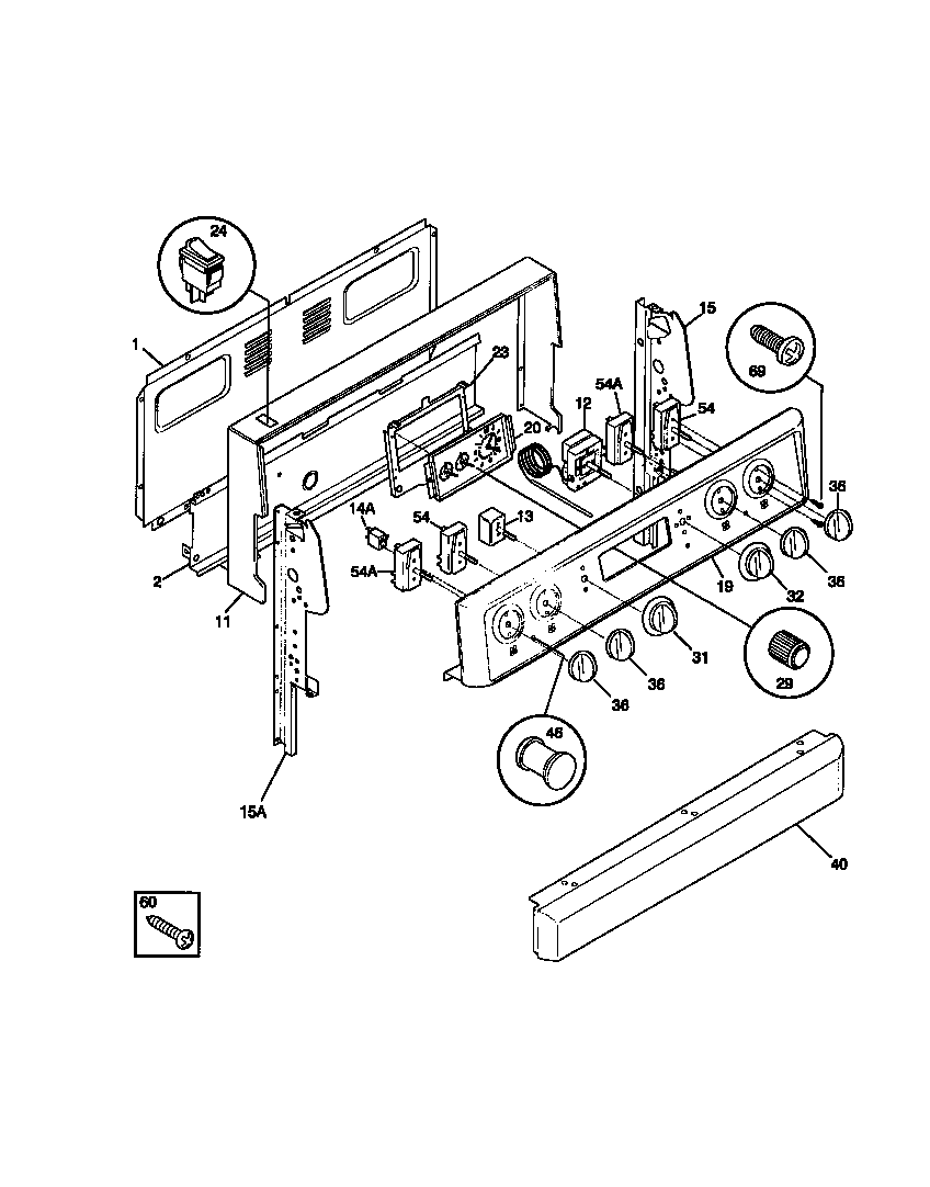 Frigidaire FEF357BAWC backguard diagram