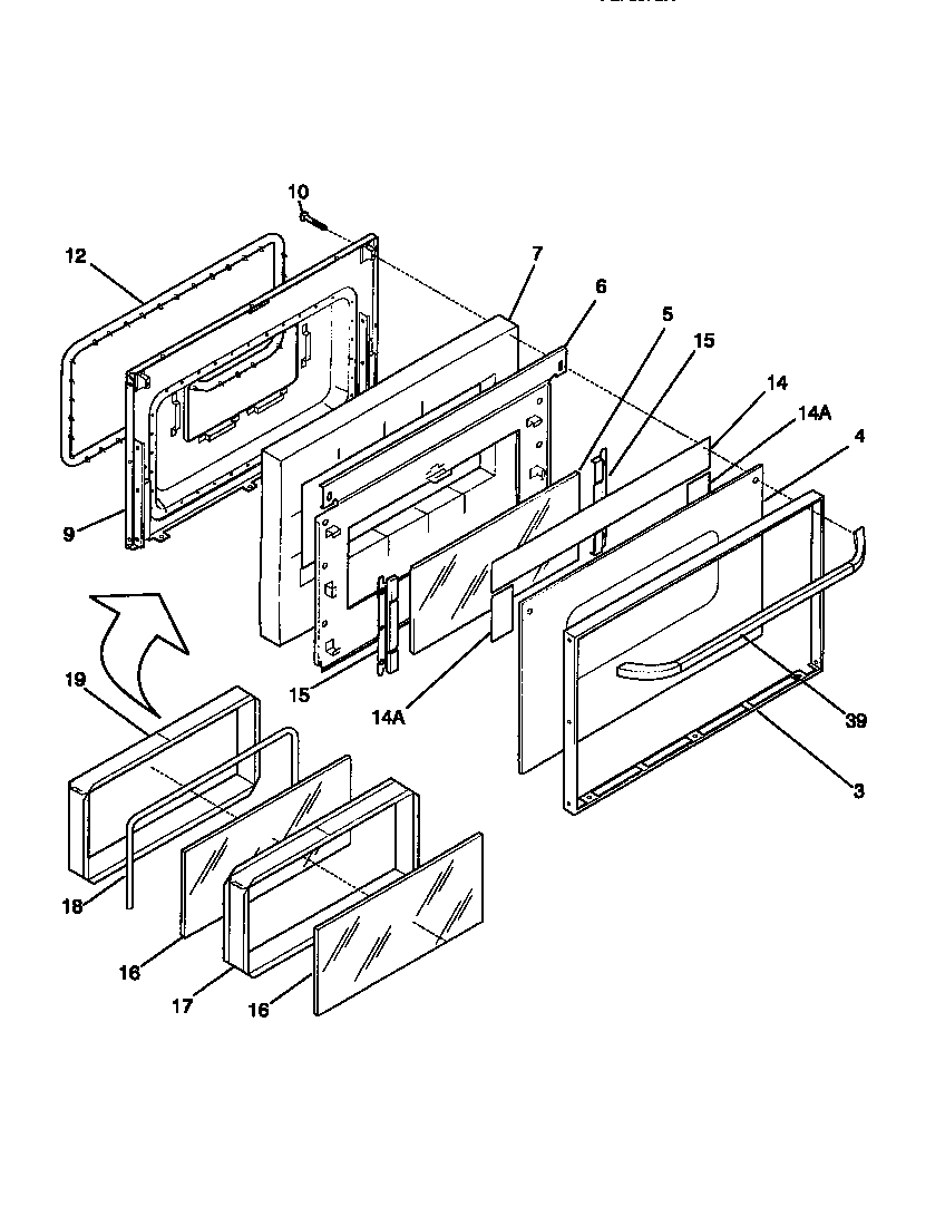 Frigidaire FEF357BAWC door diagram