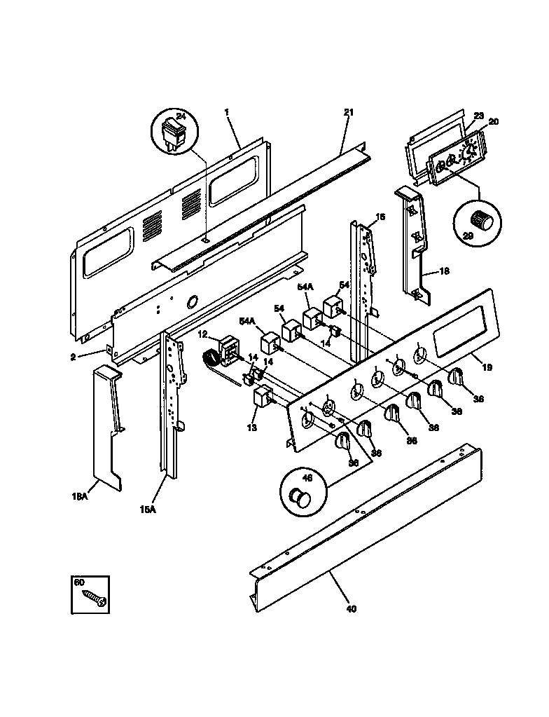 White-Westinghouse WEF357BADA backguard diagram