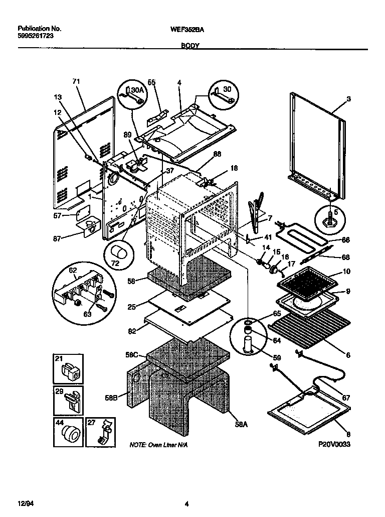 White-Westinghouse WEF352BAWA body diagram