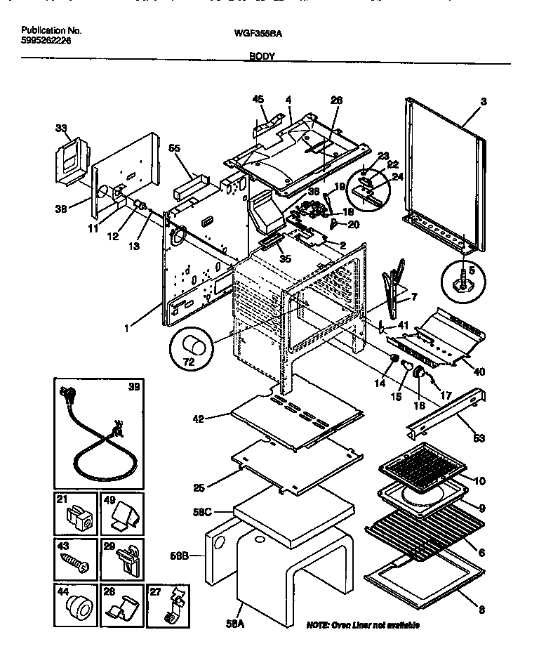 White-Westinghouse WGF355BADA body diagram