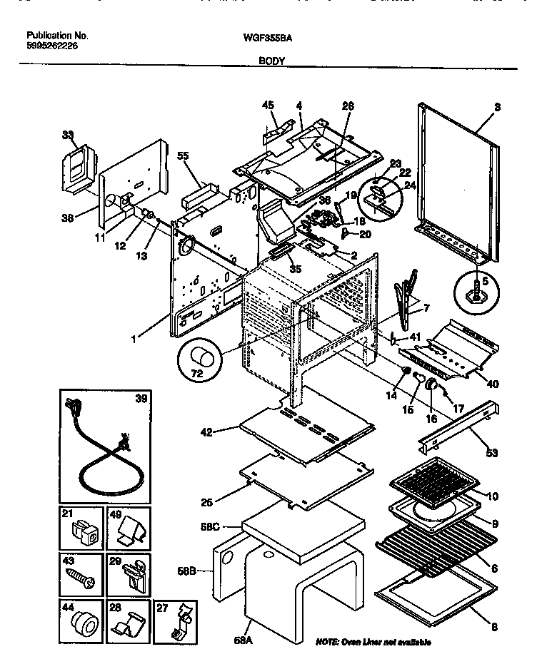 White-Westinghouse WGF355BADA body diagram