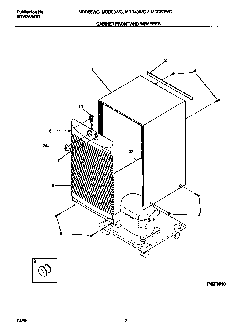 Gibson MDD40WG1 cabinet front and wrapper diagram