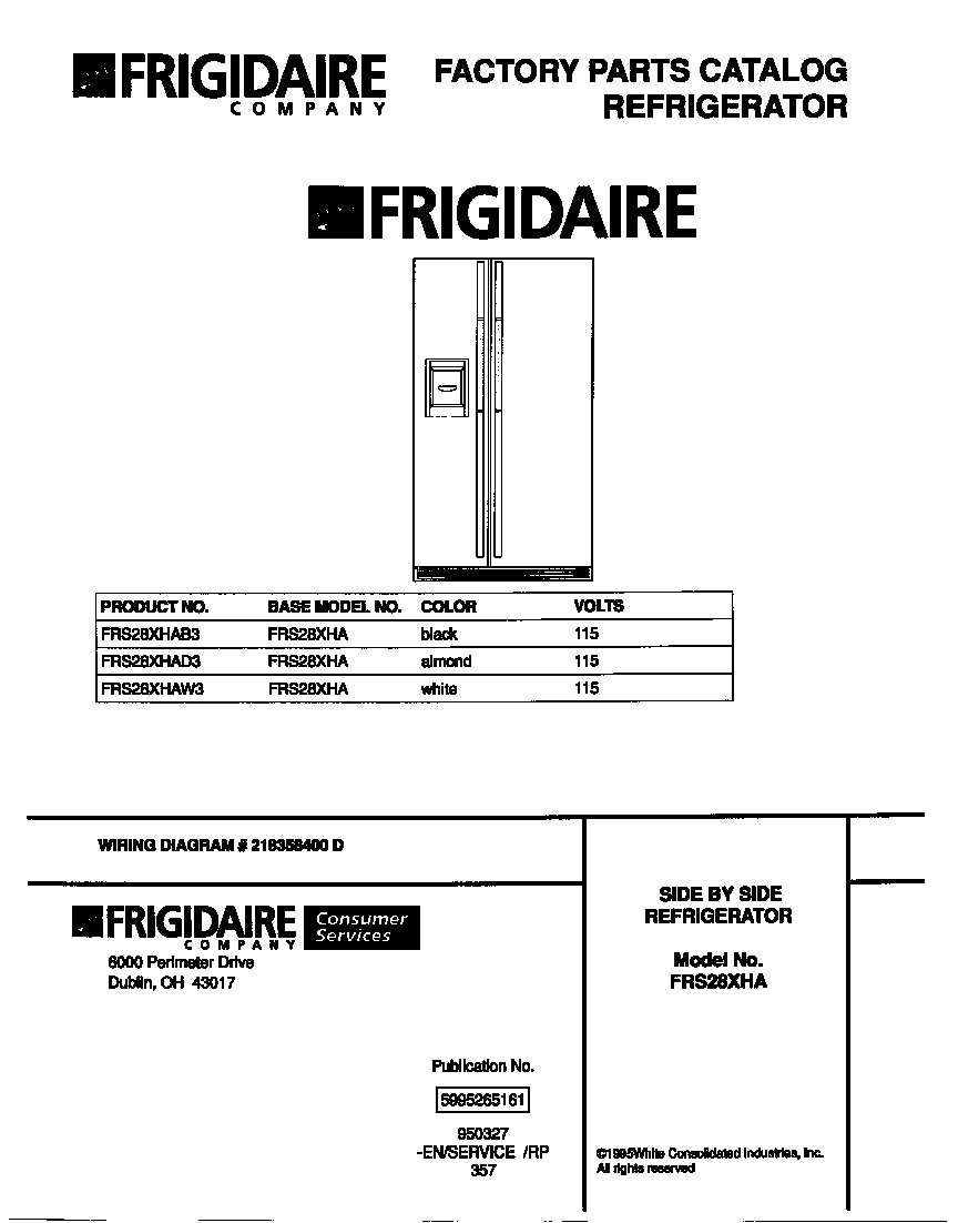 Frigidaire FRS28XHAW3 cover diagram