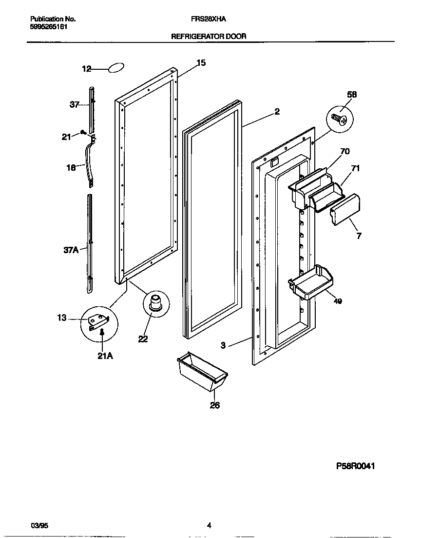 Frigidaire FRS28XHAW3 refrigerator door diagram