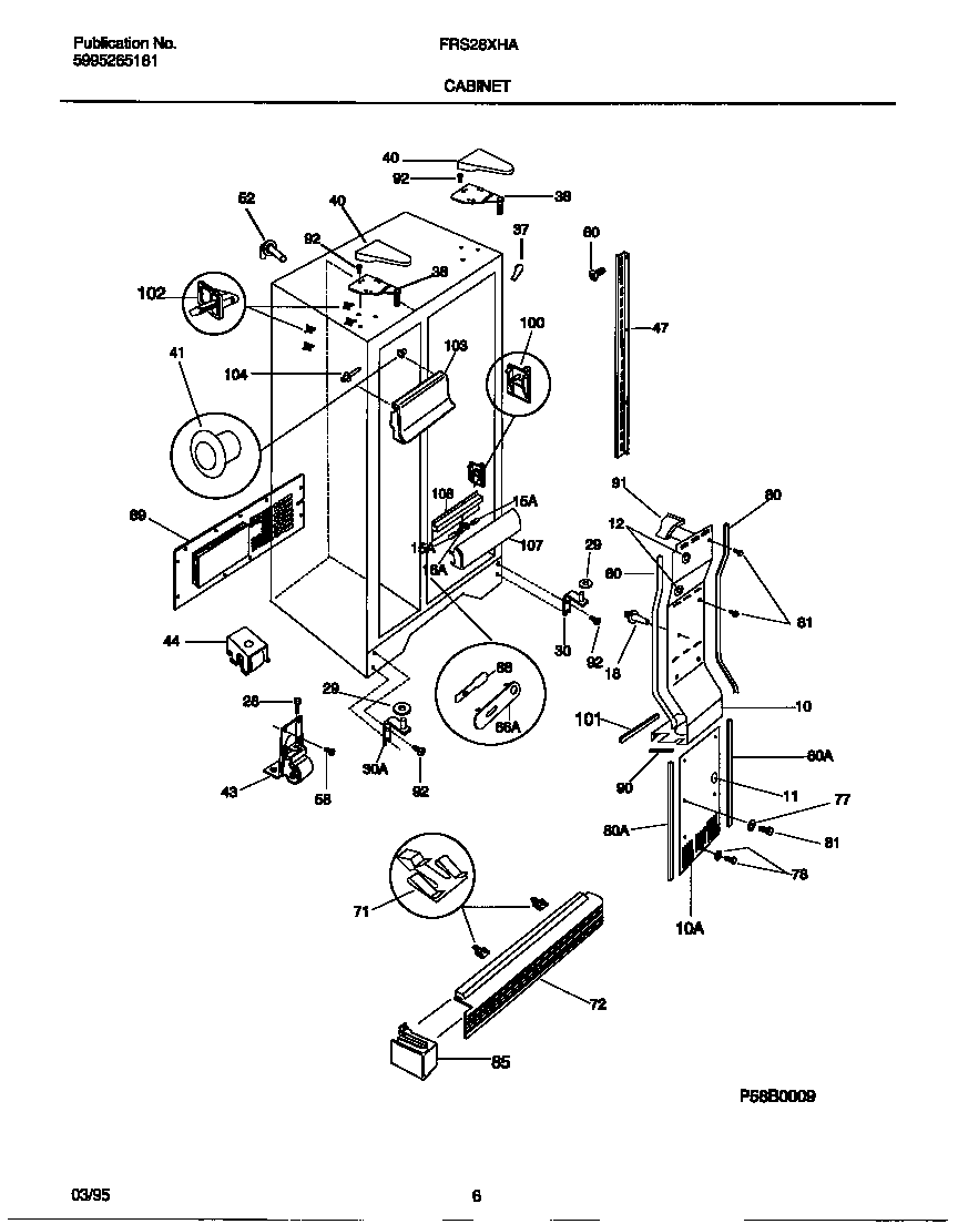 Frigidaire FRS28XHAW3 cabinet diagram