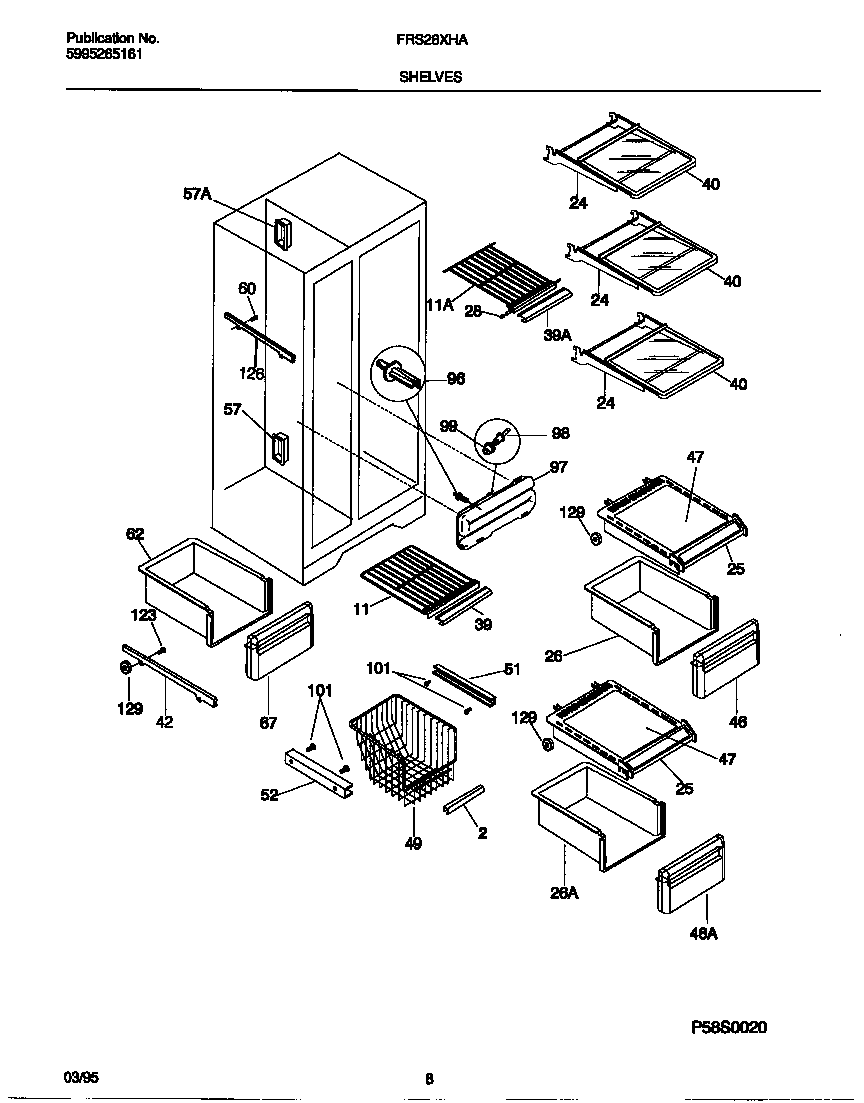 Frigidaire FRS28XHAW3 shelves diagram