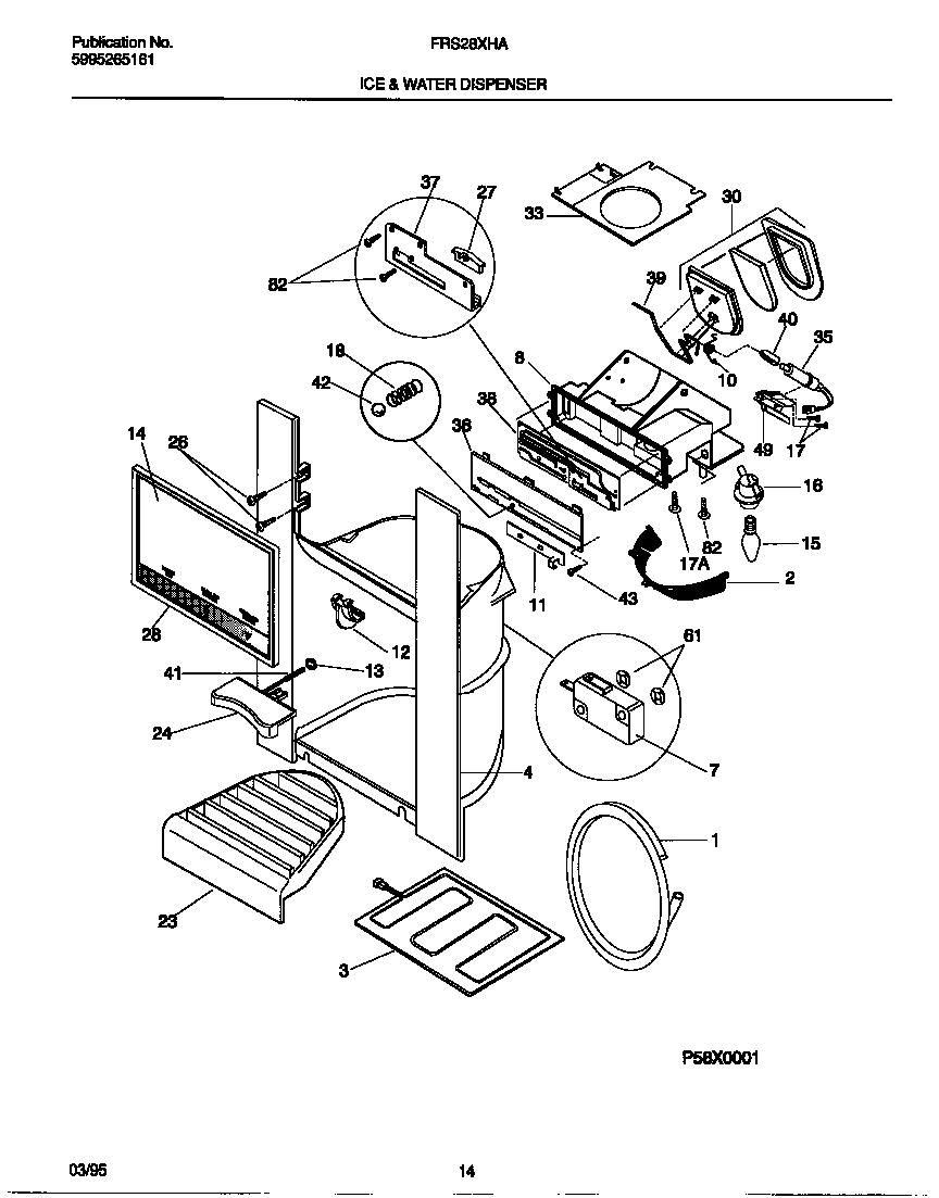 Frigidaire FRS28XHAW3 ice and water dispenser diagram
