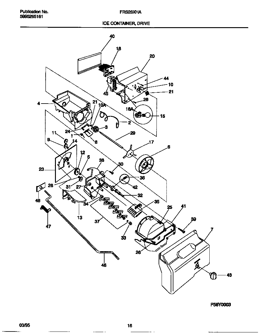 Frigidaire FRS28XHAW3 ice container, drive diagram