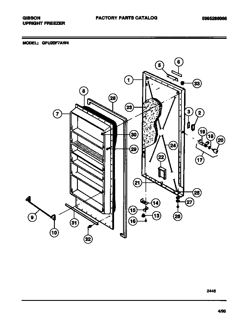 Gibson GFU20F7AW4 door diagram